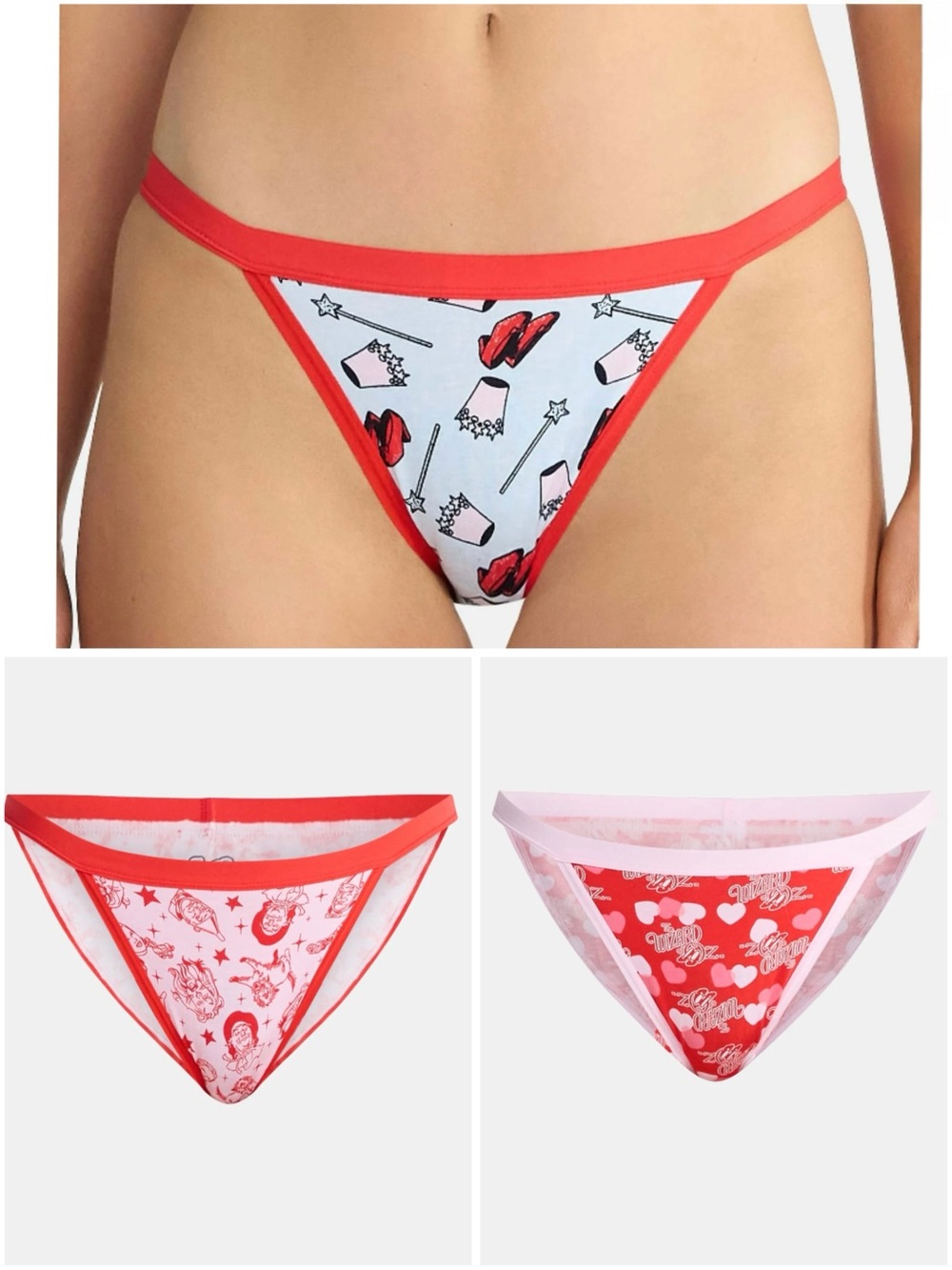 Wizard of Oz Cotton Underwear String Bikini Panties 3-Pack Pink Red NWT